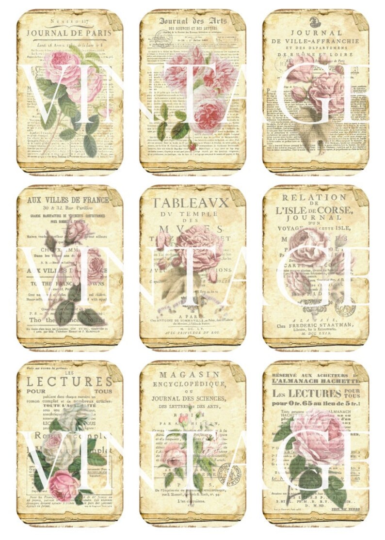 French Ephemera Tags Magazin France Paris Vintage printable | Etsy