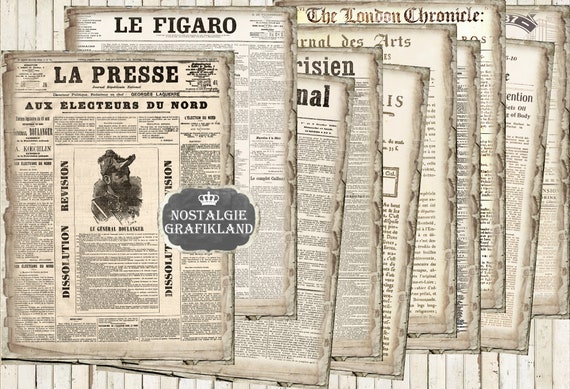 NEWSPAPER Paper Pack Ephemera Papers Set Printable Papers Vintage