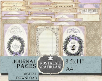 LAVENDER Journal Pages Herbs Garden Journaling Provence Prints Ephemera printable Download JPA083