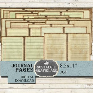 PAPEL RAYADO NEUTRAL Páginas de diario imprimibles Papeles cuadriculados Cuaderno de contabilidad Papelería Vintage JPC002