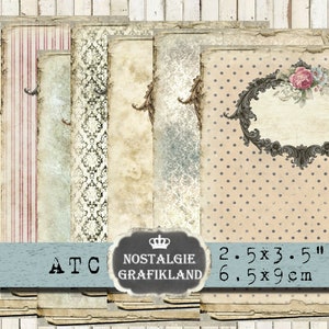 Capas de diário cartões de exibição molduras digitais fundo ornamento para impressão download instantâneo folha de colagem digital atc s194