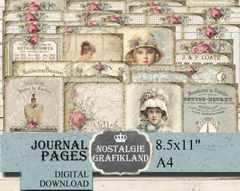 SEWING Journal Pages printable Stitching Sew Needlework Journaling Ephemera Download digital JPA002