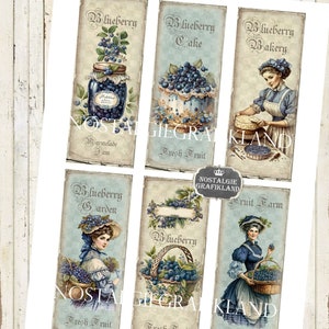 Blueberry Bookmarks Printable Fruit Farm Bakery Journaling Patisserie ...