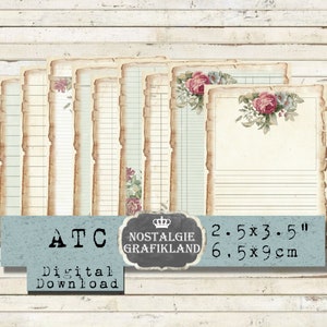 Printable Ledger Journal Ephemera ATC Vintage French Junk Journals Papers Download digital collage sheet S079
