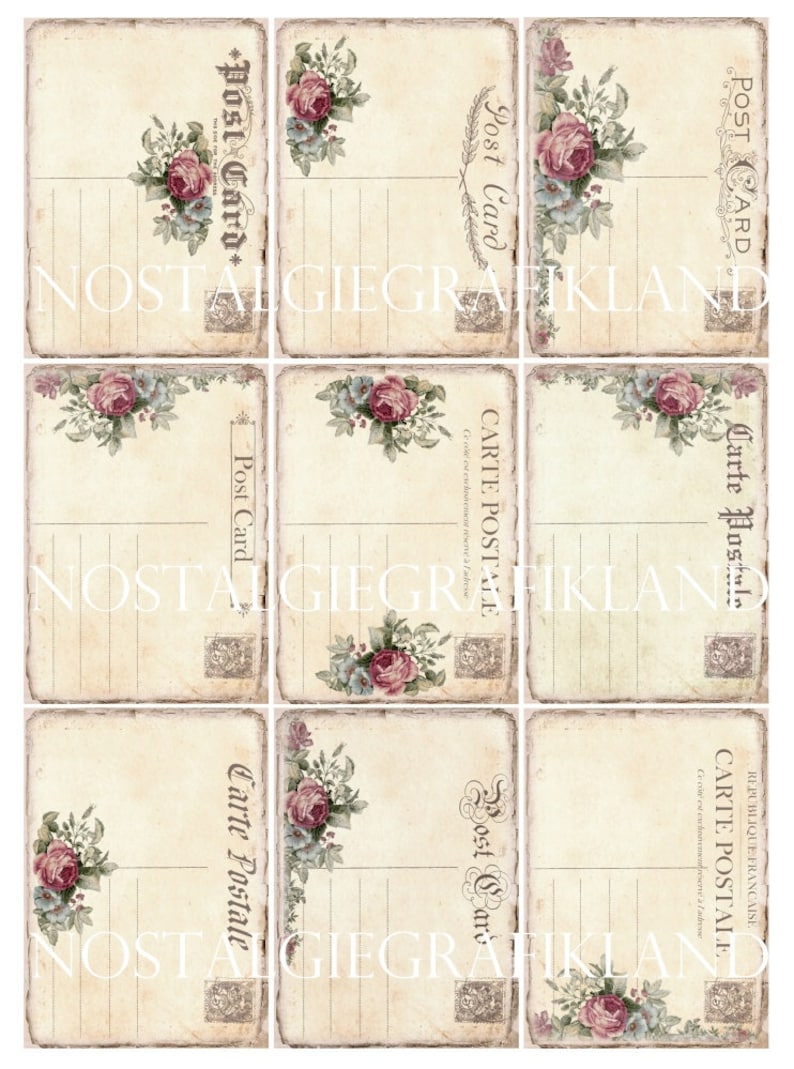 Blank Postcards Printable ATC Ephemera Vintage Cards Journal - Etsy UK