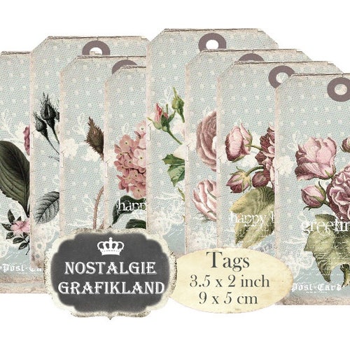 Instant Download Shabby Chic French Digital Labels Gift Tags - Etsy