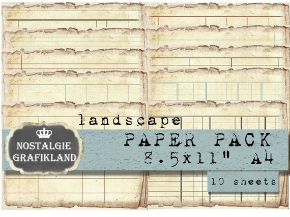 Writing paper pack French Vintage set Ledger sheets ...