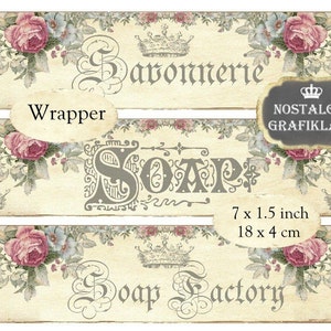 Involucro di sapone Savon Sapone Savonnerie Shabby Chic Download istantaneo foglio di collage digitale E106