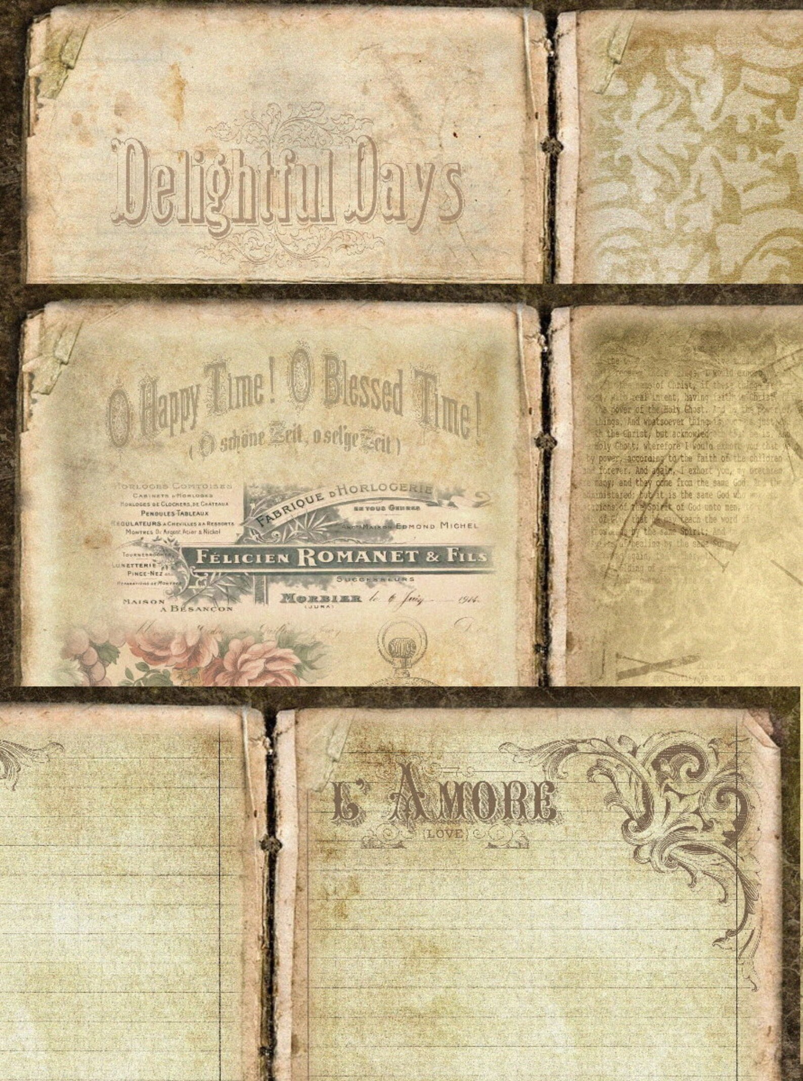 ANTIQUE Journal Pages Printable Ephemera Book Papers Grunge - Etsy UK