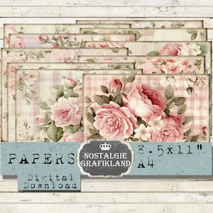 Rosen digital Scrapbook Papier Rose Pastell Instant Download collage sheet Journal Scrapbooking Decoupage PPH024