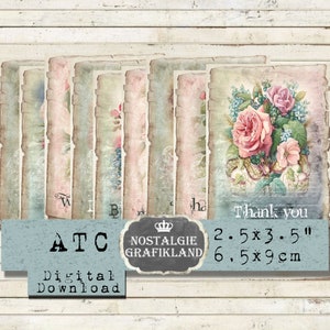 Thank you Danke Karten digital collage Liebe Instant Download digital collage sheet S002