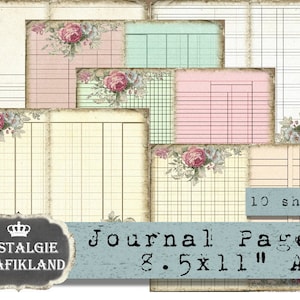 Livro LEDGER Livro pautado para impressão Junk Journal Bundle Ledgers Vintage Download instantâneo folha de colagem digital JPA017