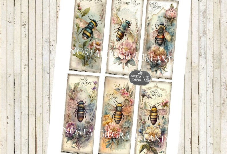 Bees Bookmarks Printable Honey Bee Insects Decoupage Scrapbooking ...