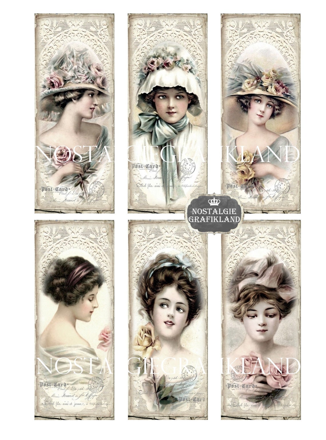 Ladies Bookmarks Vintage Lady Paper Old Photos Printable Journal ...