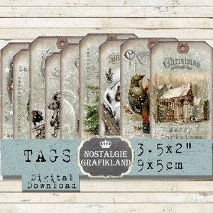 Weihnachten Geschenkanhänger digital Weihnachtsanhänger Tags Christmas Instant Download digital collage sheet T014