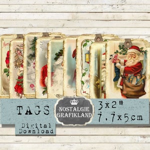 Geschenkanhänger Nikolaus Weihnachtsmann Weihnachten Weihnachtsanhänger Tags Instant Download digital collage sheet T019