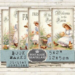 Marcadores de granja imprimibles Gallo Pollo Country Life Journaling Embellishment Descargar hoja de collage digital BM016