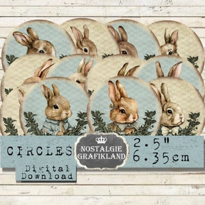 Ostern Kreise  digital Ostern Osterhasen Shabby Chic Decoupage 6,3 cm Download digital collage sheet C067