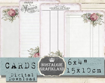 French Ledger Writing Paper Ephemera Vintage Papers Shabby Chic 6 x 4 inch Instant Download digital collage sheet D211