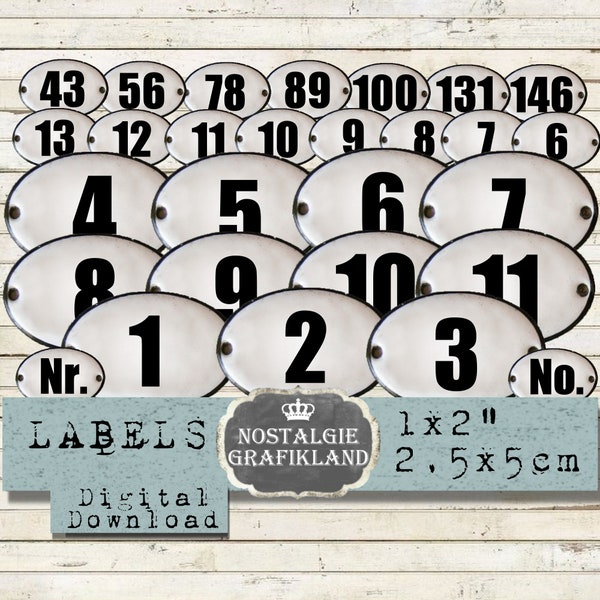 Vintage Nummern Zahlen Instant Download digital collage sheet H120