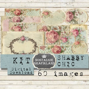 SHABBY CHIC Kit Diario de elaboración imprimible Journaling Set 5x7" Craft Junk Journals Descarga digital hoja de collage digital KT01