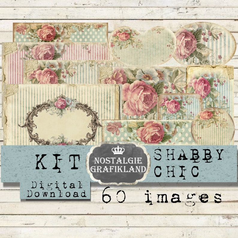 SHABBY CHIC Kit Journal Printable Craft Journaling Set Craft Junk ...