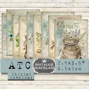 Franse kruiden digitale Herbes de Provence Seed Store Kruidenmand Koken Lavendel Instant Download ATC digitale collage blad S119