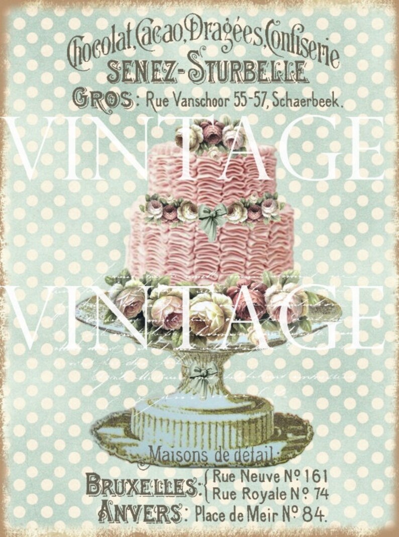 Patisserie Shabby Chic Wedding Cake Bakery A4 Decoupage | Etsy