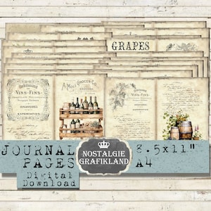 FRENCH WINE Tijdschriftpagina's afdrukbare Vintage Ephemera Dinner Menu Download prints digitaal collageblad JPA059