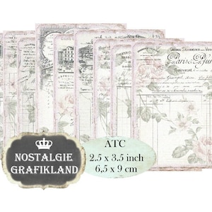 French Rose Ephemera printable Decoupage ATC shabby chic vintage papers Instant Download ATC digital collage sheet S156