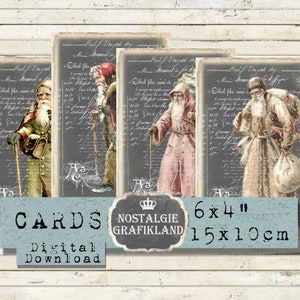 Nikolaus digital Weihnachtsmann Weihnachtskarten selberdrucken Journal Scrapbooking 15 x 10 cm Instant Download digital collage sheet D137