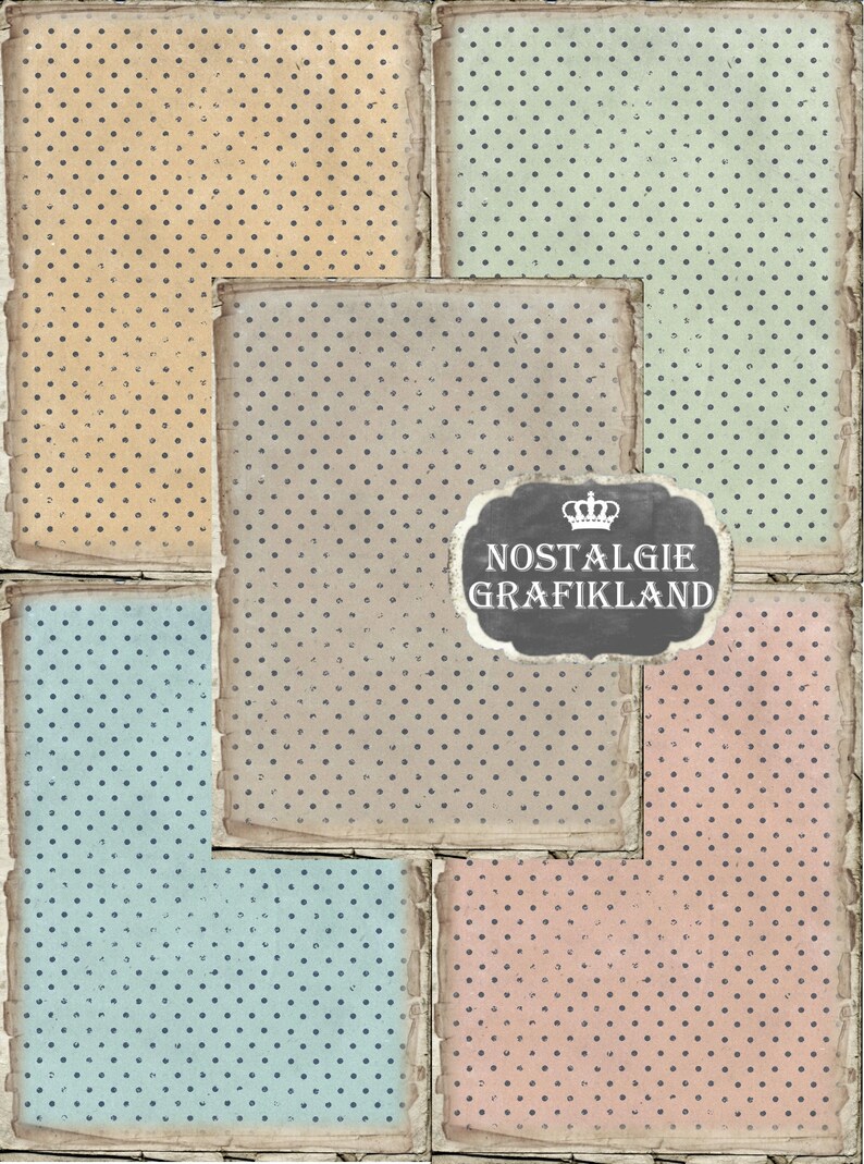 POLKA DOTS Digital Papers Printable Background Paper Pack Vintage ...