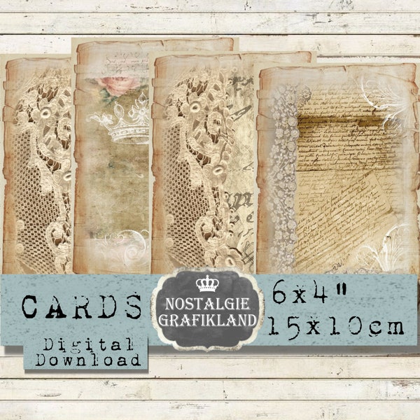 Lace Background Vintage Ephemera Papers Vintage Paper prints printable Journaling 6x4 inch Instant Download digital collage sheet D199