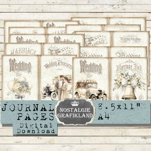 WEDDING printable Journal Vintage Marriage Bride Journaling Instant Download digital collage sheet vintage JPD007
