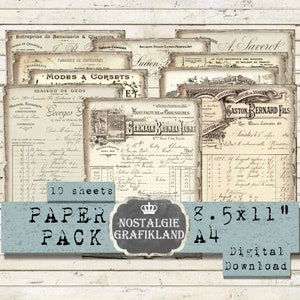 Alte Dokumente Antike Briefe Rechnungen Papier Instant Download collage sheet Journal Scrapbooking Decoupage PP063