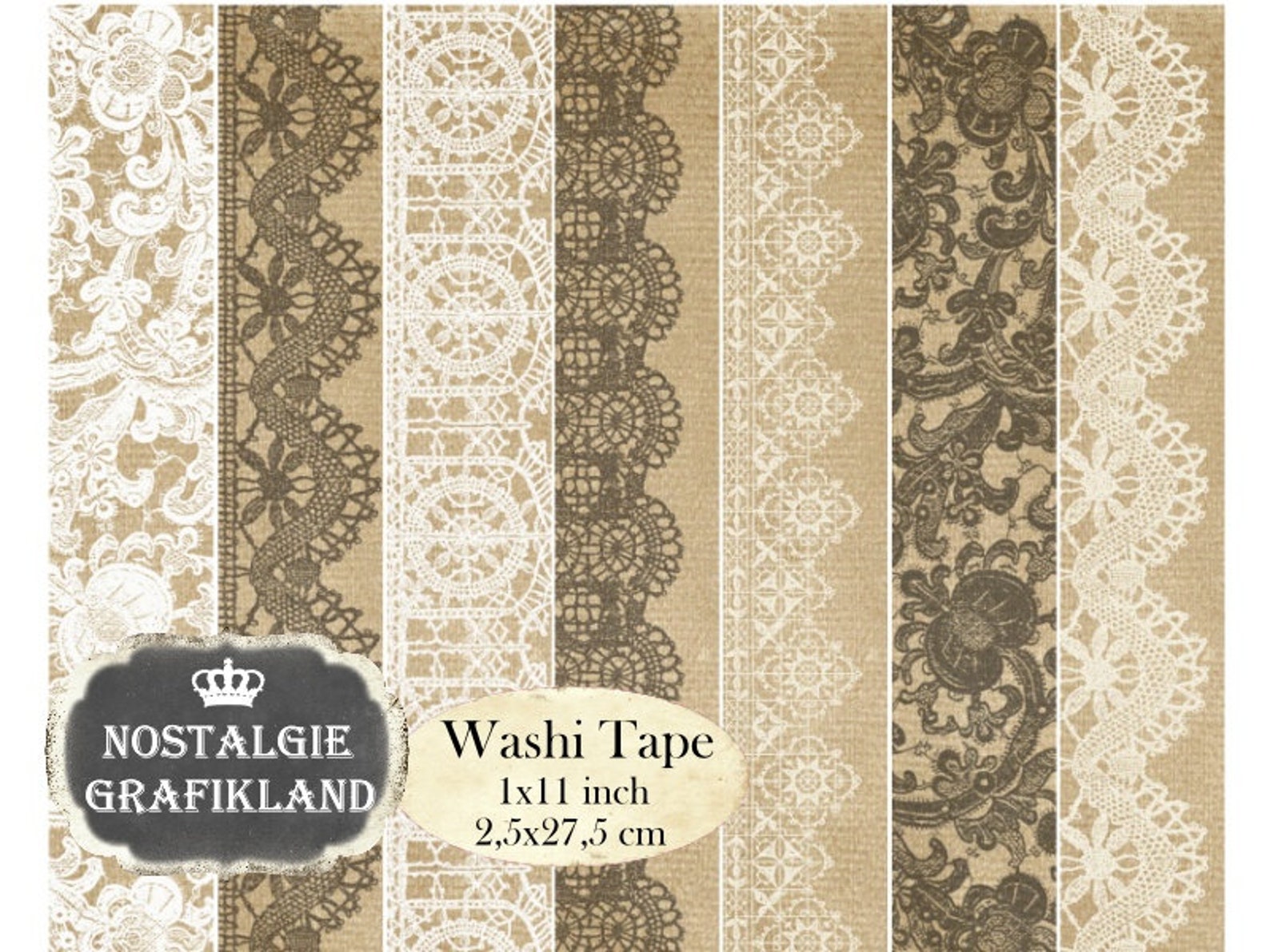 Vintage Washi Tape Printable, Junk Journal Ephemera FFA
