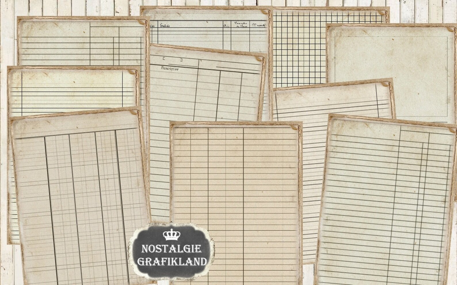 Old Ledger Papers Vintage Paper Pack Printable Antique Ledgers Etsy