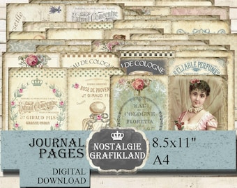 PERFUME Journal Pages Soap Eau de Cologne printable Junk Journals digital Download JPA023
