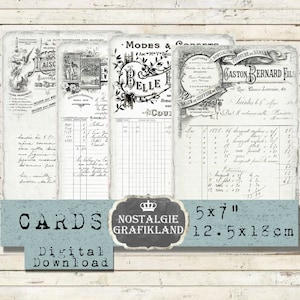 Francês imprimível efêmera papel digital livro razão carta tinta saver imprime diário vintage 7x5 polegada baixar folha de colagem digital g015