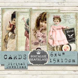 Vintage Sewing 15 x 10 cm Instant Download digital collage sheet D134 Shabby Nähen Handarbeiten
