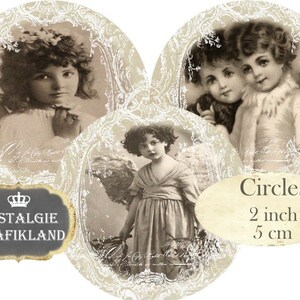 Santa Claus Father Christmas Noel Circles 2 inch Vintage Christmas Instant Download digital collage sheet C228