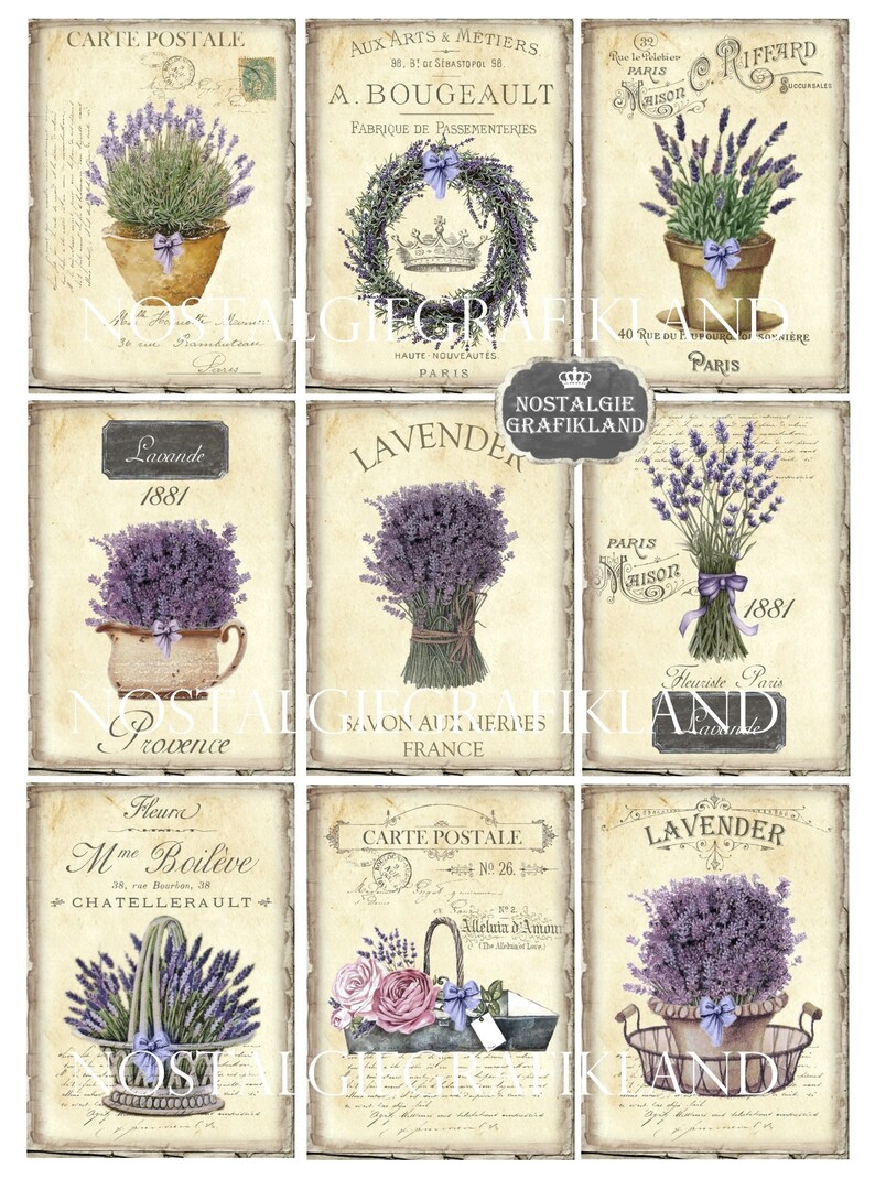 French Lavender Provence Herbs printable ATC Embellishments Journal Digital Collage Sheet Instant Download S152 image 3