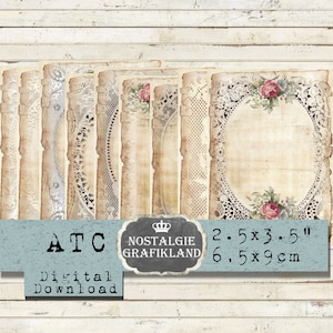 Rahmen Spitzen Label Vintage Shabby Chic Decoupage Scrapbooking Download digital collage sheet S071