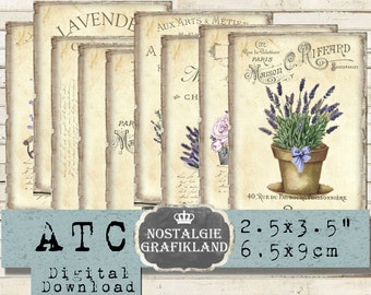 French Lavender Provence Herbs printable ATC Embellishments Journal Digital Collage Sheet Instant Download S152