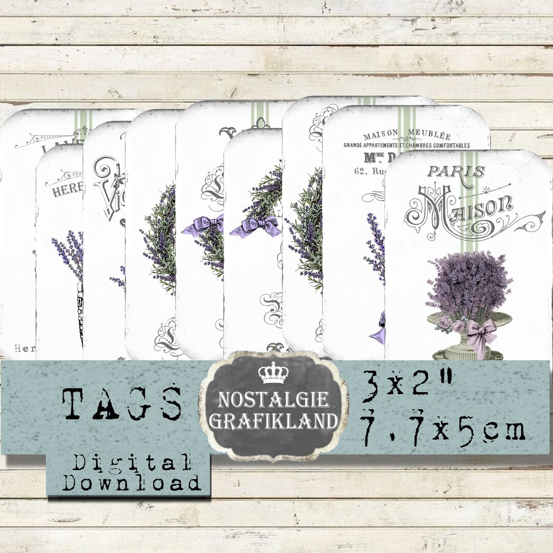 French Lavender Tags Printable Instant Download Printable Digital ...
