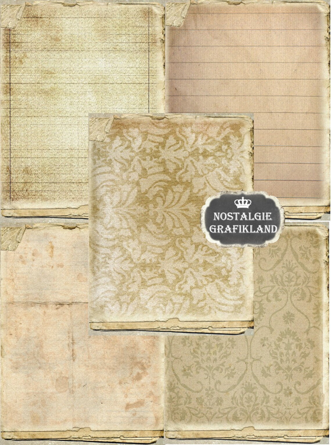 Antique Papers Vintage Background Paper Pack printable Old | Etsy
