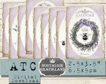 Lavender French Provence Herbs Journaling Scrapbook printable Download ATC digital collage sheet S092