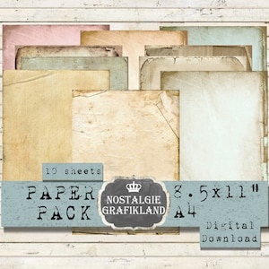 Altes Papier Hintergrund Vintage old Paper antike digitale Papiere Papier Pack Junk Journal Download A4 digital collage sheet PP065