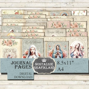 Madonna Heilige Maria Scrapbookpapier Weihnachten Journals Christmas Download digital collage sheet JPA039