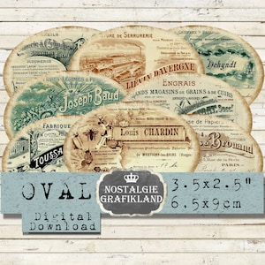 French Receipt Labels printable Journaling Vintage Journaling Add on Elements Scrapbook Download digital collage sheet O94